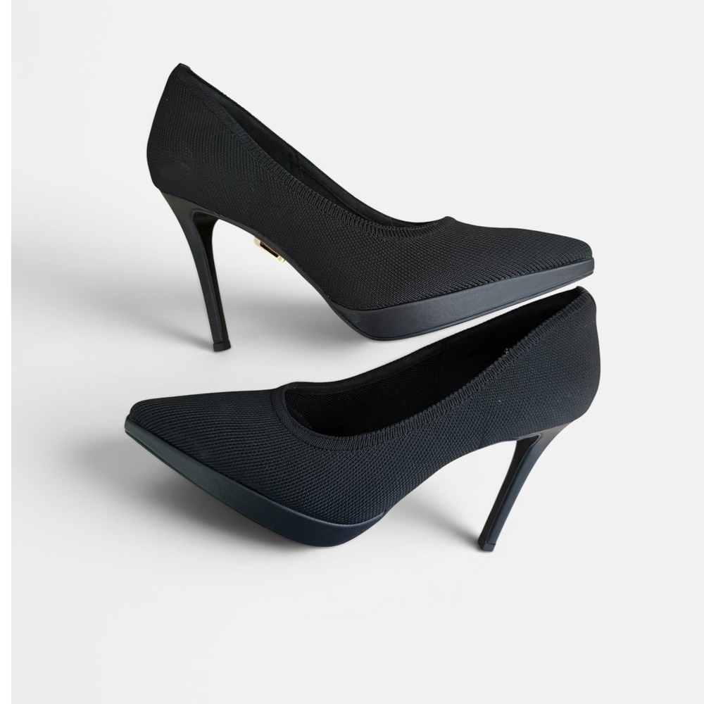 Cozy Island Pointed Toe Knit Stiletto Heels Black Size 9